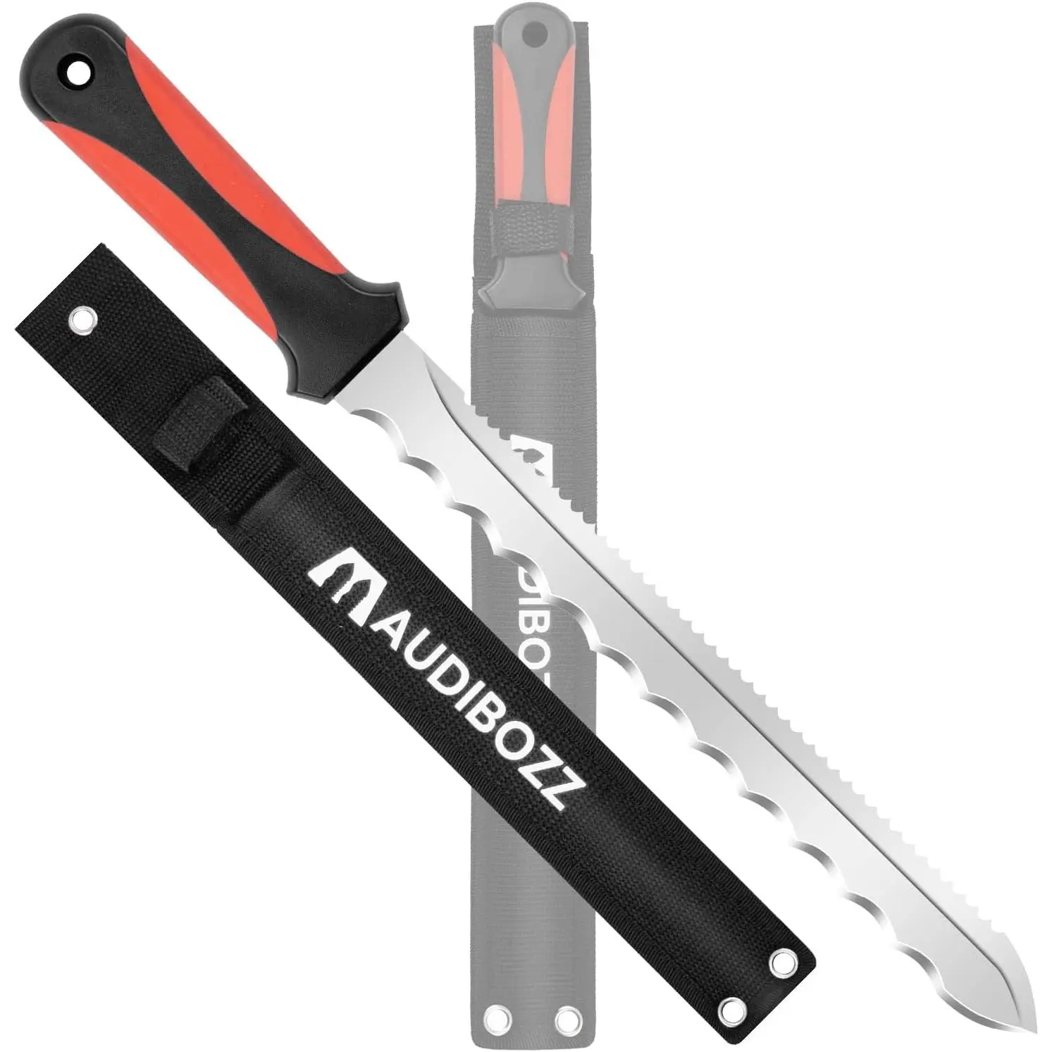 Dual-Function Hand Tool Insulation & Sod Cutter Knife, 11.14-Inch Stainless Steel Sharp Double-Sided Blade for Foam Insulation, Rockwool, Lawn Repair Cutting, Multi-Use Knives