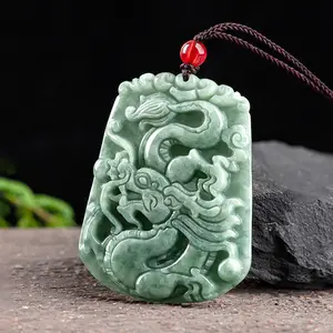 LD-Makenzie Delicate Natural Carved Dragon Jade Necklace