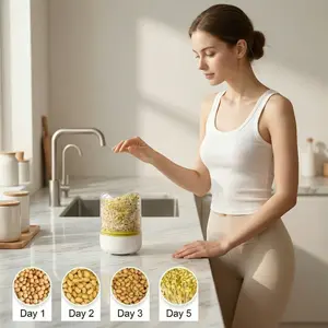 Bean Sprout Growing Pot Water Culture Sprouter for Mung Peas Indoor Vegetable Planting Kit with Drainage