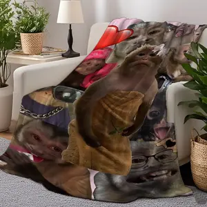 Funny Monkey Collage Flannel Blanket Cooling Blanket Homegoods Soft Cozy For Bedroom Living Room Sofa Couch For All Ages Family Friends Meme Lovers Perfect Gift Halloween Christmas Gift