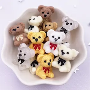 10PCS Mixed Resin Hand Painted Colorful Cartoon Bear Figurines Flat back Stone Scrapbook Home Decor DIY Jewelry Making Accessories Crafts