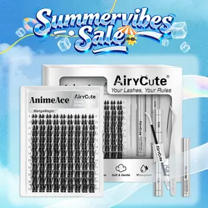 AnimeAce | AiryCute MangaMagic Collection | Upgrade U Lashes with Ultra-Dense, Waterproof, Long-Lasting Lashes | Fashion Wet Look | Beginner Friendly DIY Lashes For a Flawless, Voluminous Look | Trendy & Must-Have Clusters #SummerVibes