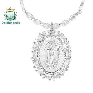 Silver Virgin Mary Necklace Women's Fashion Jewelry Religious Necklace