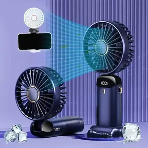 USB Rechargeable Handheld Portable Fan with Phone Holder for iPhone Android Mobile Phone,Cooling Fan with Digital Display, Portable MiniFan, 90° Ajustable Handheld Fan for Outdoor Sports