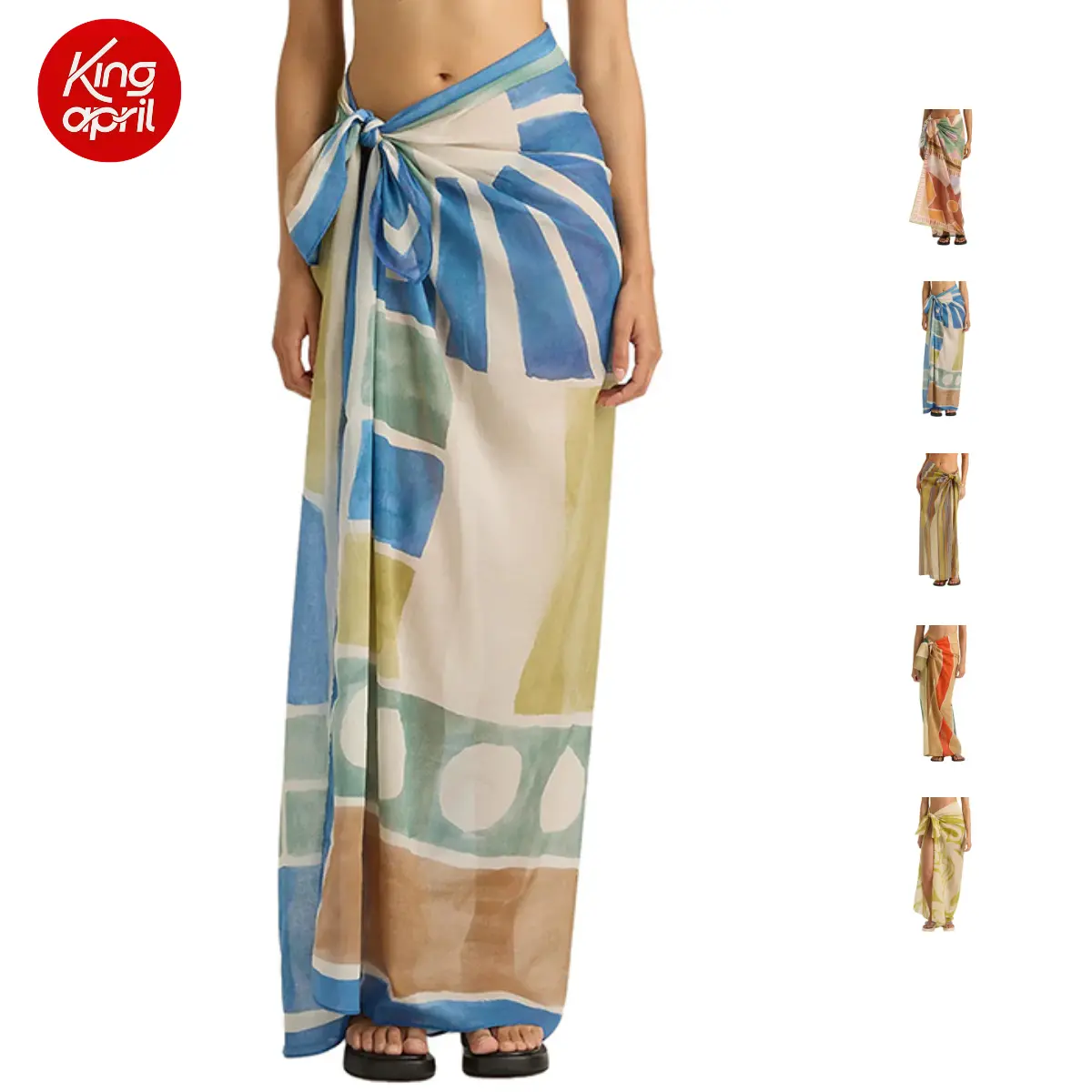 Kingapril Women's 2026 Sarong Pareo Cotton Beach Coverups Lightweight Wrap Skirt Boho Printed Bikini Cover Ups