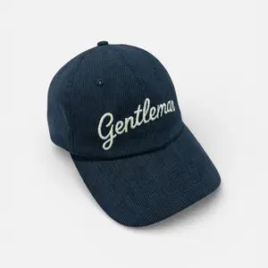 Men's Navy Corduroy Hat | Dad Cap | Embroidered Gentleman Adjustable Snapback Hat Casual Trendy Hat