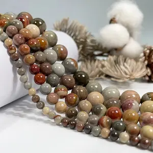 Natural American Picture Jasper  Gemstone Smooth Round Loose Beads For DIY Jewelry Making Desig Handmade Crafts Bracelet, Necklace, Earrings AAA Quality 15.5 Inches Long, Semi Precious Stone, Spacer beads