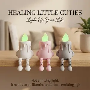 Creative 3D Printed Glow-In-The-Dark Candle Person Ornament, Healing Style Desktop Decor, Mini Decorative Item, Desktop Companion Suitable for Decoration/Computer Decoration, Home Decor