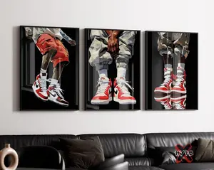 Sneakerhead Black Man Wall Art, Set Of 3 Prints, Printable Sneaker Poster, Cool Hypebeast Decor, Urban Fashion Wall Art - No Frame