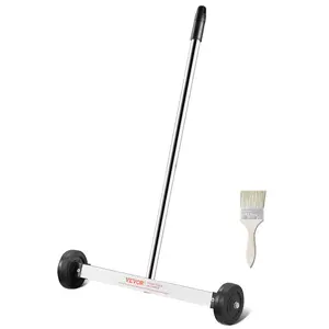 VEVOR Magnetic Sweeper with Wheels,  15inch Mini Magnetic Sweeper, 8 lbs Capacity, Adjustable Handle, Lightweight Magnetic Pickup Sweeper to Pick Up Nails and Screws, Easy Cleanup of Workshop Garage