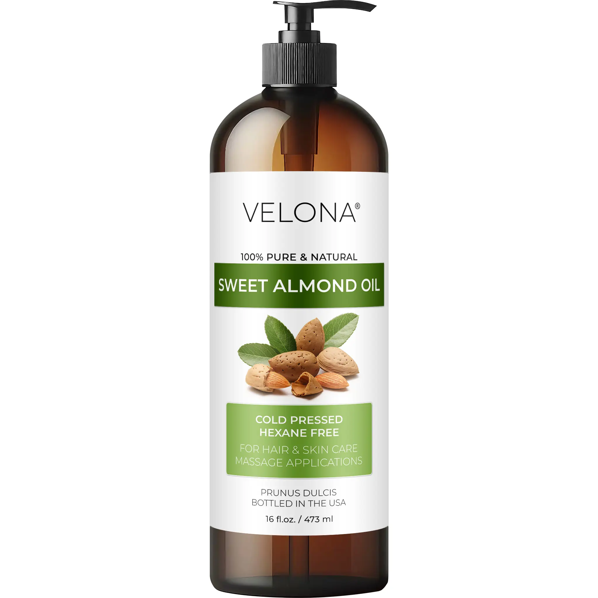 velona Sweet Almond Oil - 16 Fl Oz | 100% Pure and Natural Carrier Oil | Cold Pressed | Skin, Hair, Body & Face Moisturizing | Use Today - Enjoy Results…
