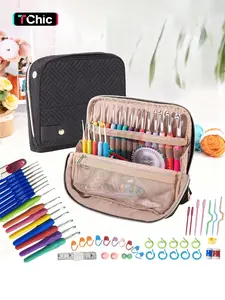 53-Piece Crochet Hook Storage Box Set, Standing Hook Organizer with Various Sizes Hooks & Knitting Needles, Beginner Friendly Crochet Kit, Crochet Gifts