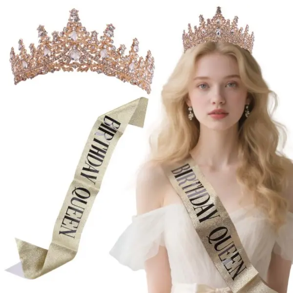 Gold Crown for Women Crystal Princess Tiaras Rhinestone Queen Headband Wedding Bridal Hair Accessories Birthday Prom Pageant Party Coming of Age Ceremony Photo Props