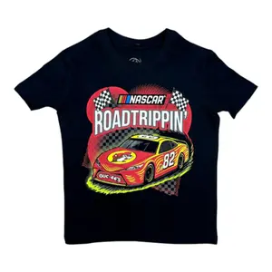 Nascar Road Trippin TShirt, Colorful Race Car 82 Graphic Design with Checkered Flags, Soft Cotton Fabric, Unisex Fit for Men Women Racing Fans, Perfect Gift for NASCAR Lovers