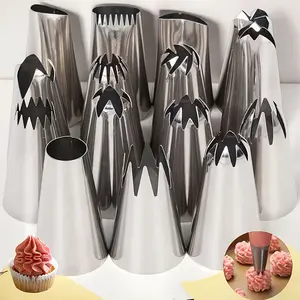 15Pcs Large Size Stainless Steel Piping Tip Set, 1.6 Inch  Icing Nozzles, Household Baking Accessories, Perfect for Decorating Cakes, Cupcakes, Cookies and Wedding Pastries