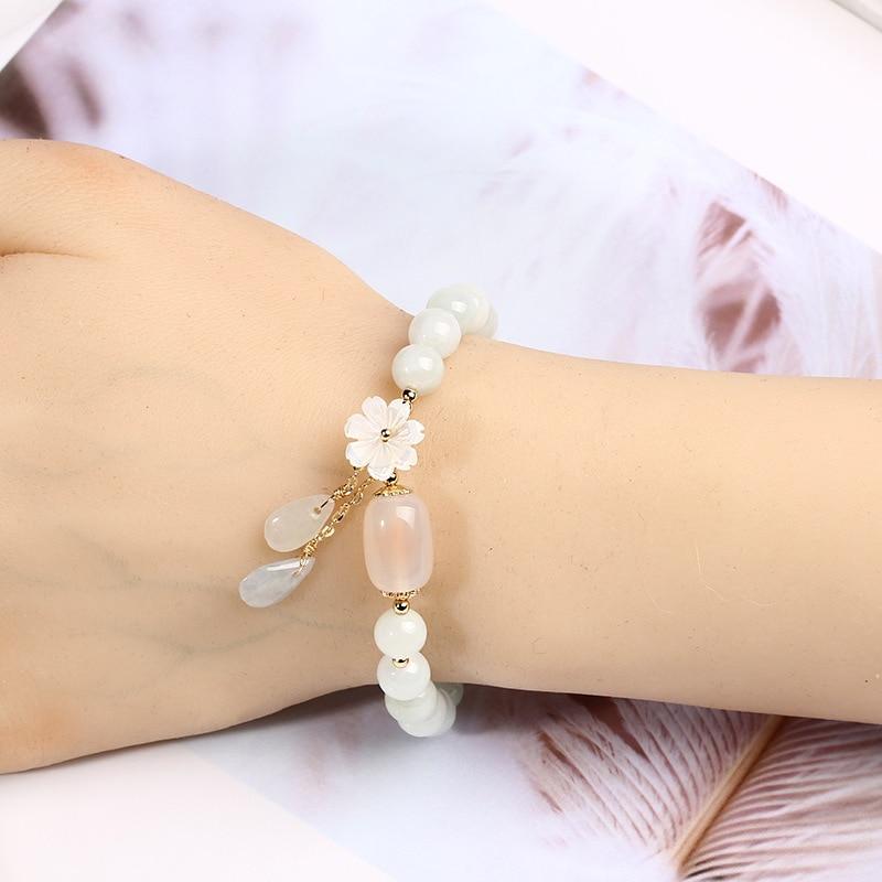 Shell flower jade water drop bracelet, for  her