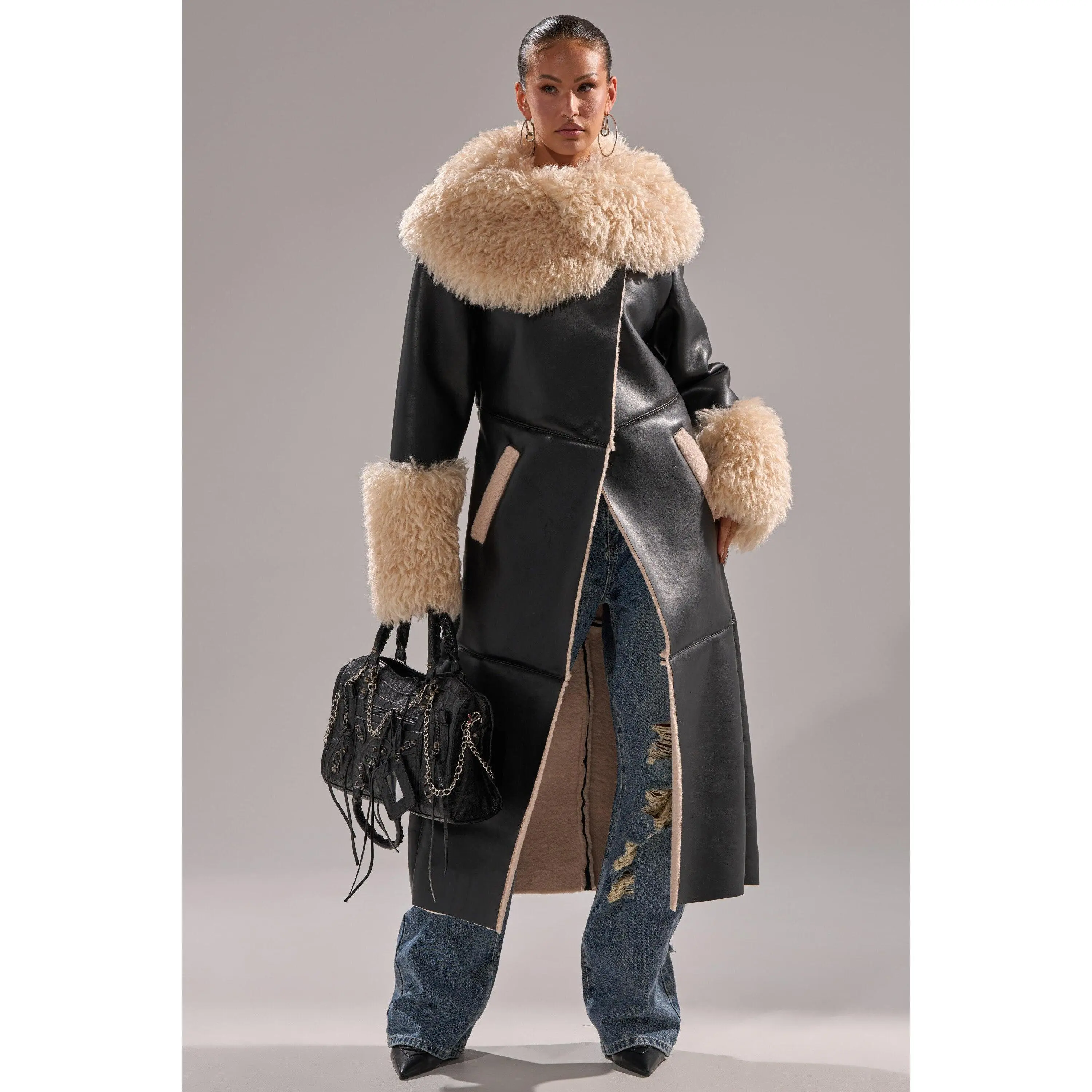 SHE GOT IT FLUFFY PU TRENCH WITH BONDED SHERPA SHE GOT IT FLUFFY PU TRENCH WITH BONDED SHERPA
