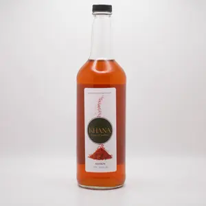 Khana Saffron Syrup - 750ml Glass Bottle for Coffee and Tea Lovers All Natural Premium Beverage Enhancer