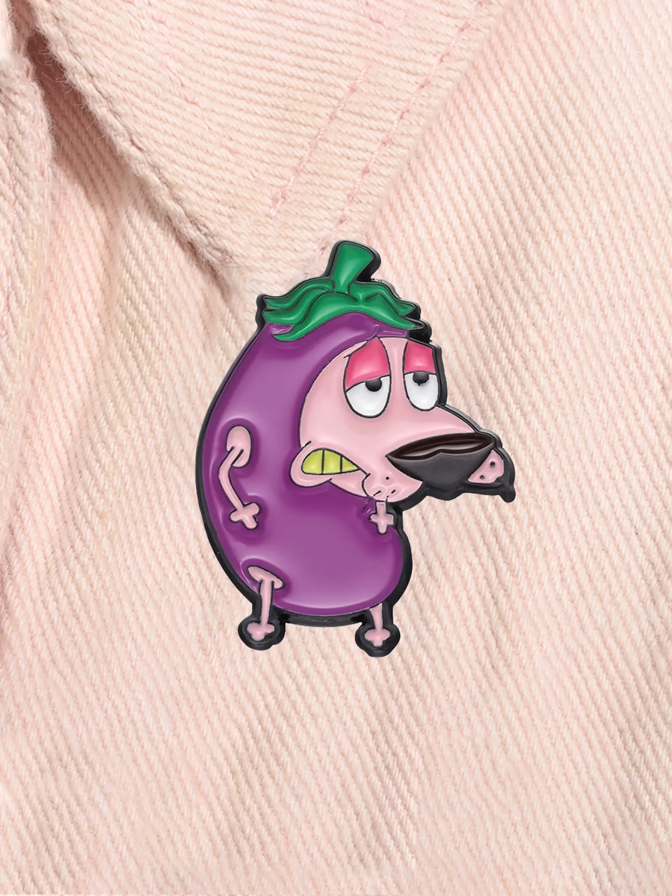 COURAGE The Cowardly Dog Eggplant Cartoon Animation Enamel Pin Cute Pink Big Eye Dog Anime Characters Alloy Brooch Clip Lapel Pins Backpack Badge Fashion Jewelry Accessories Gift for Friends Fashion Accessory