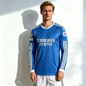 2026 Away Blue #10 Long Sleeve Football Jersey