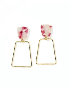 LINNY CO Kaelyn Statement Earrings - Maroon Camo with Simple Design and Stylish Look