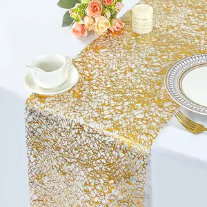 Crackle Table Runner, Rose Gold Silver Color, 28cm*300cm/500cm/1000cm, Reusable, Easy Clean, Hand Wash, Party Wedding Decor