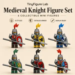 6PCS Medieval Knight Minifigures Building Block Toy Set MOC Accessories Compatible with Major Brick Brands Creative Gift for Kids and Collectors