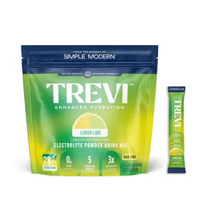 Trevi Sugar Free Lemon Lime Electrolyte Drink Mix – 28 Stick Packs | 0g Sugar, Non-GMO, with 5 Vitamins & Minerals, 6 Electrolytes, Energy Hydration Drink Mix, Made in USA