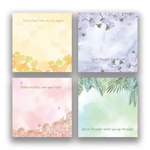 Artistic Inspirational Quotes Sticky Notes, Plant and Flower Patterns, 200 Sheets Total, Ideal for Learning and Work Planning
