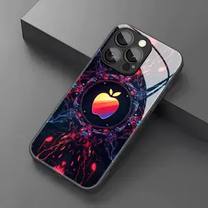 Cyberpunk Liquid Magma Fruit Pattern Tempered Glass Smartphone Case, Cellphone Cover, Handheld Device Accessory Suitable for iPhone 17, 16, 15, 14, 13, 12, 11 Plus Pro Max