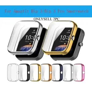 Smart Watch Protective Case, Full Coverage Smart Watch Protective Case, Smartwatch Face Covers, Watch Accessories Compatible with Amazfit Bip 3/Bip 3 Pro, Wearable