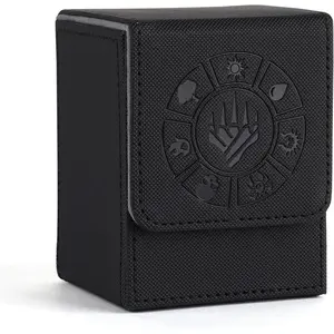 Card Deck Box, 110+ Storage MTG Deck Box with 50 Pcs Card Sleeves, Collectible Trading Card Cases for Magic Commander and More Black