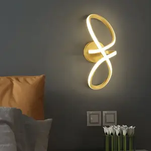 Modern LED wall light, white/warm light, gold 29cm 8-shaped decorative wall light, hard wiring requires drilling, suitable for living rooms, bedrooms, corridors, stairwells, bathrooms, indoor home decoration lighting fixtures