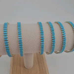 (165) 14k Goldplated  blue stone bracelet  7.5 inches.