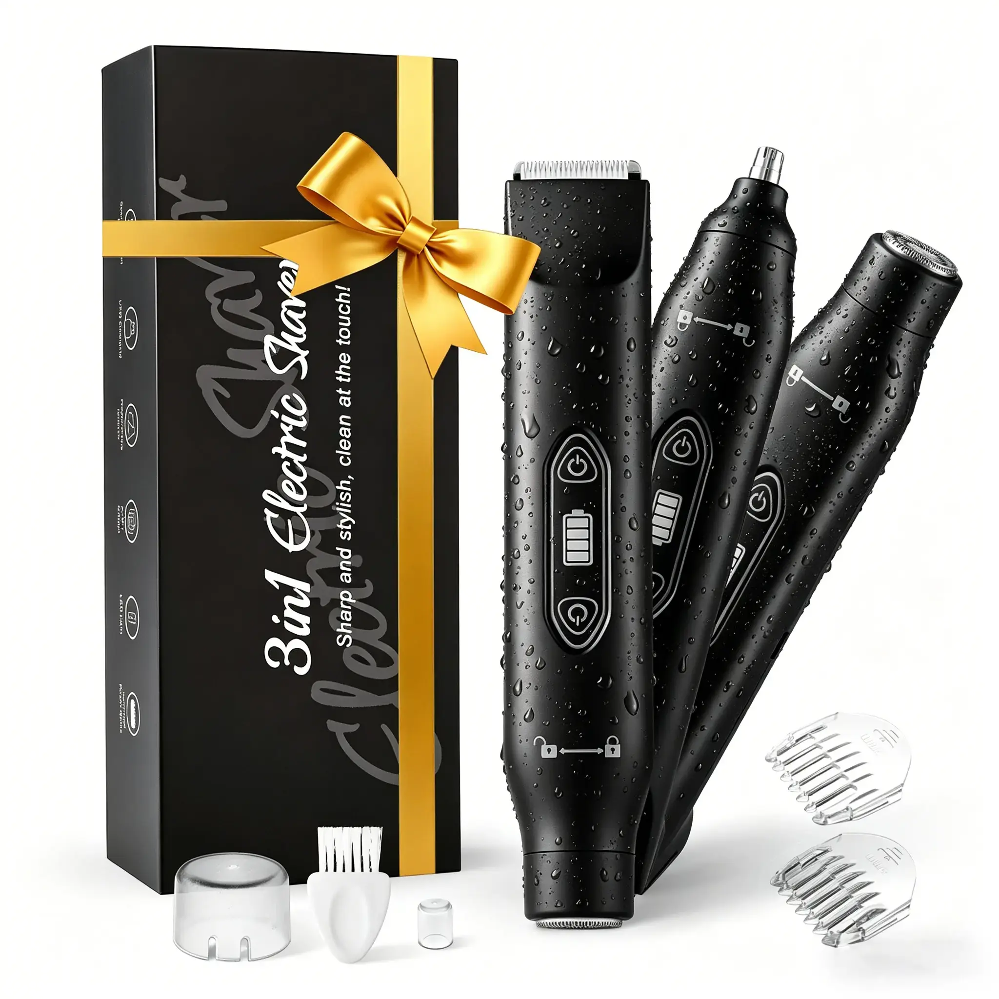 Men's 3-in-1 Grooming Kit - Cordless Electric Razor, Beard Trimmer, Wet Dry Shaver for Hair Removal