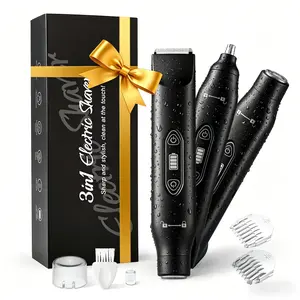 Men's 3-in-1 Grooming Kit - Cordless Electric Razor, Beard Trimmer, Wet Dry Shaver for Hair Removal