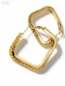 Chunky Gold Square Hoop Earrings for Women, 14K Gold Plated Textured Geometric Statement Earrings, Trendy Luxury Dangle Earrings for Party Daily Wear, Fashion Jewelry Perfect Gift for Girlfriend Mom Wife Birthday Christmas Valentine Anniversary