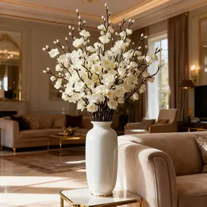 Artificial Plum Blossom Branches Set, 9pcs Fake Flower Decoration for Home & Office, Non-Maintenance Durable Design