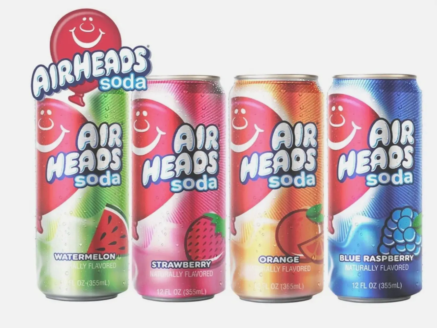 4-Pack Assorted Airheads Soda – 12oz Cans Beverage Fruit Flavor