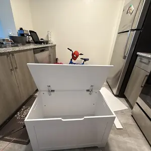 Segawe Lift Top Entryway Storage Chest 30in/ 39.4in Bench with Side Handles, MDF Frame Toy Box, White