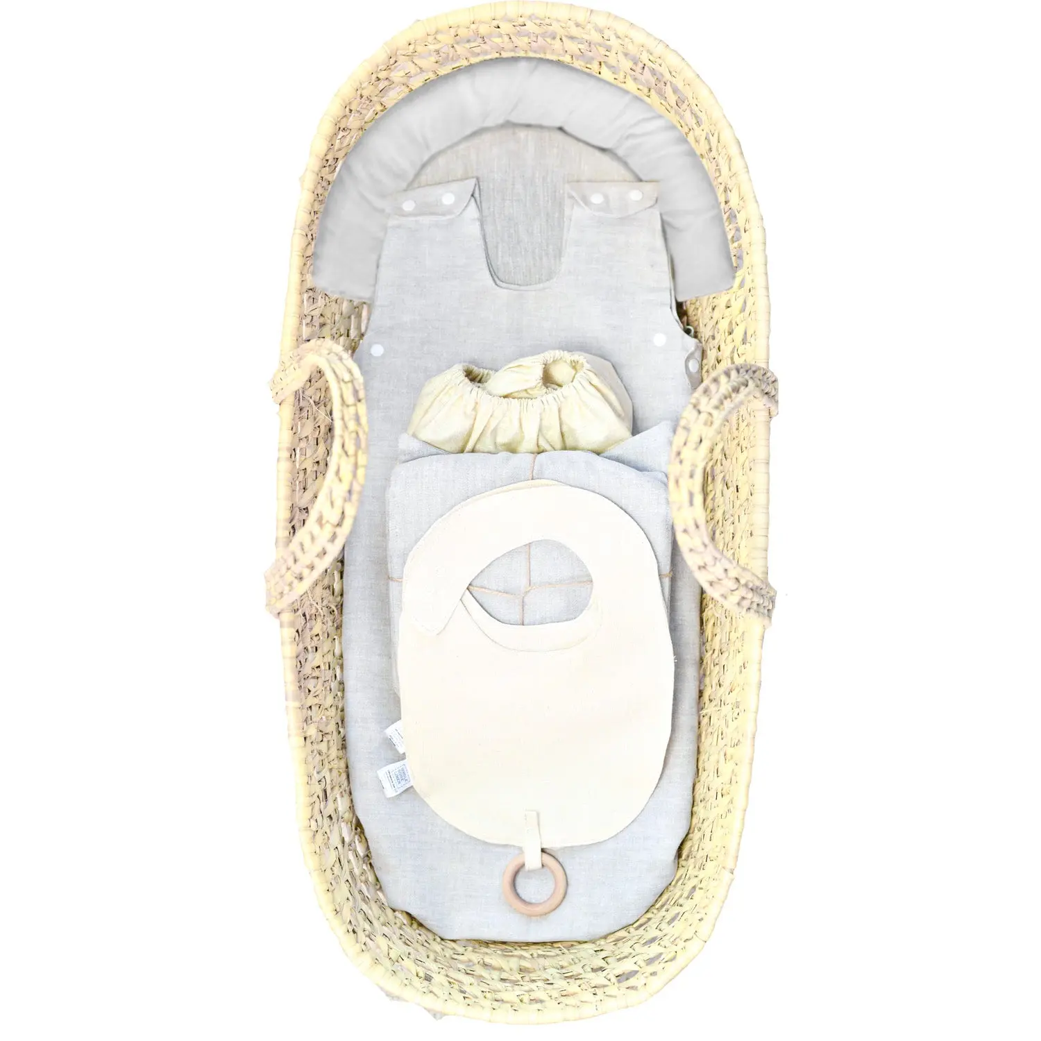 Organic Flax Baby Bassinet Mattress & Linen Bedding Newborn Essentials - PREMIUM Set