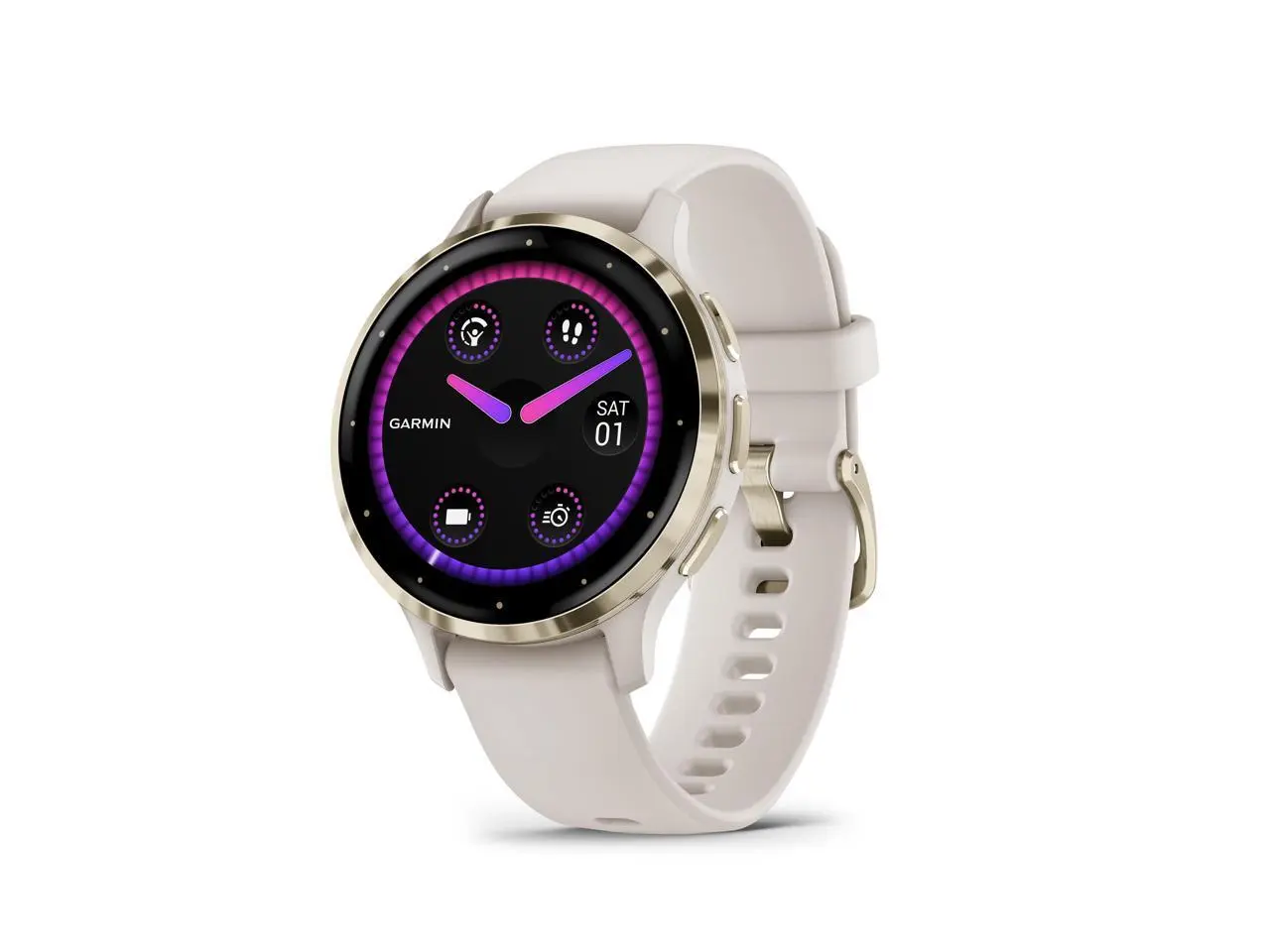 Garmin Venu 3S, Soft Gold Stainless Steel Bezel with Ivory Case and Silicone Band| Smart Watch 010-02785-04