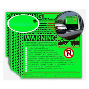 50 Parking Violation Stickers Notice Stickerstow For Car Vehicle Private Warning Tag Adhesive Window Fluorescent Labels 5.5x7.5 Inch (green)