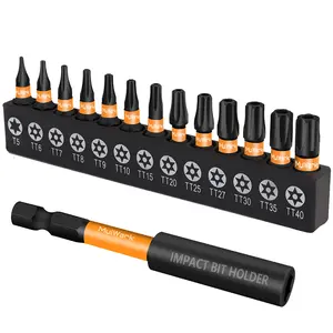MulWark 2” Torx Bits 14pcs T5-T40 Torx Socket Set - S2 Steel Security Torx Bit Set with Magnetic Bit Holder