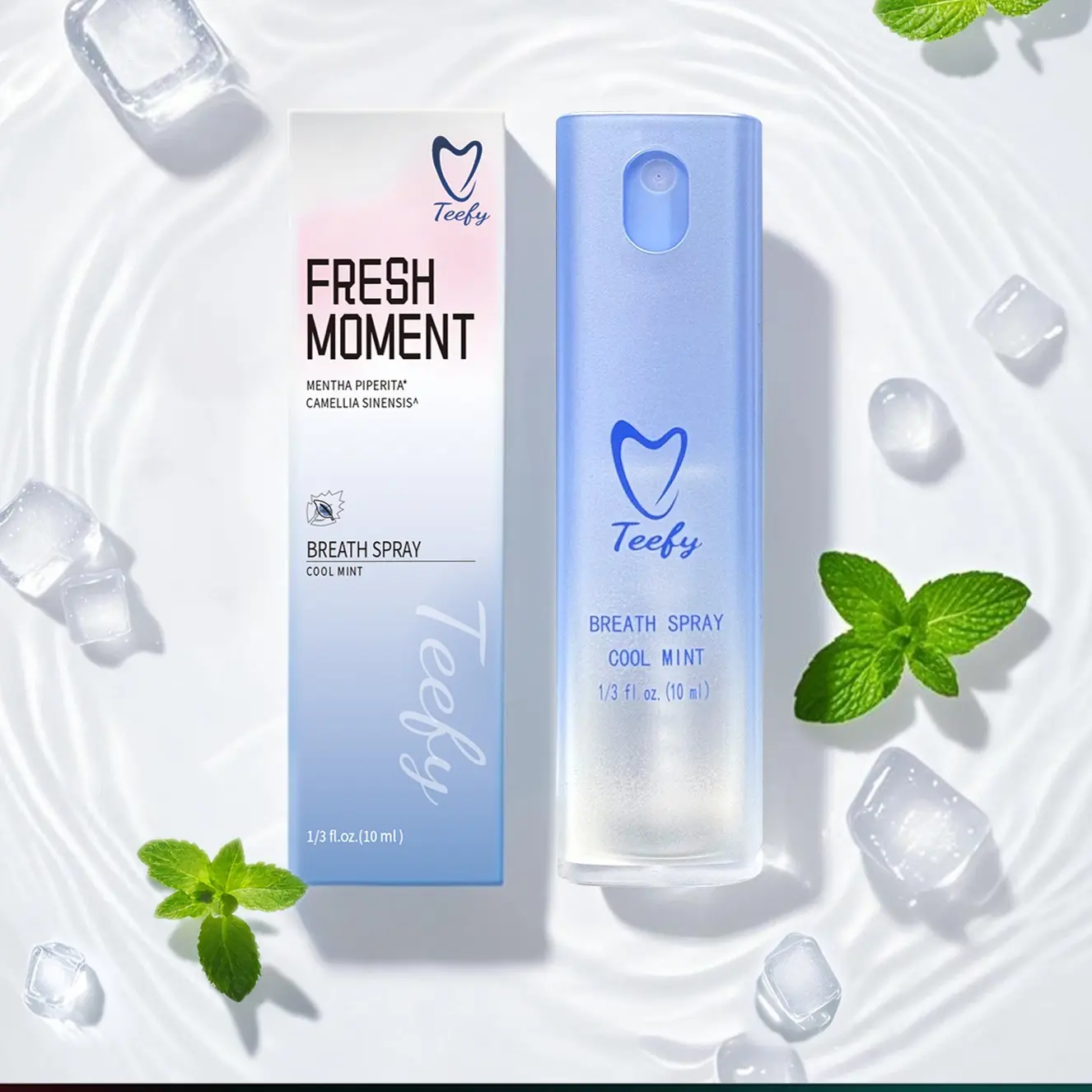 TEEFY Probiotic Oral Spray for Oral Care - Sensitive Mouth Friendly, Natural Botanical Extracts, Strong Mint Flavor, Alcohol-Free, 3-Second Freshness, 16-Hour Long-Lasting, Deep Refresh, Portable, Sugar-Free, Cool Burst Oral Spray