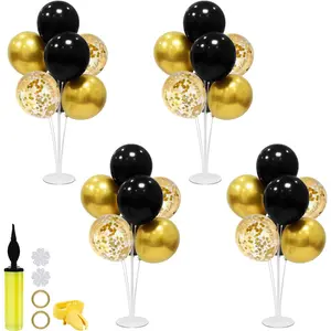 Black Gold Party Decorations Balloon Stand Centerpiece Table Decorations for Birthday Graduation Wedding Retirement Anniversary Father'S Day Halloween New Years 2025 (Black Gold Set4) ZJDHPTY