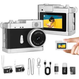 Camera, 16GB Mini Digital Camera with Built-in Flash & Retro Filters, Pocket  for Travel, Vlogging, Bag Charm, Birthday Gifts