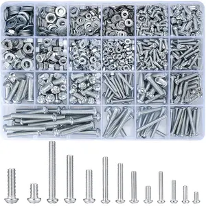 1080 Pcs Screws Bolts and Nuts Assortment Kit, Metric Machine Screws, Nuts and Flat Washers, M3/M4/M5/M6 Cross Slotted Round Head Bolts Sets