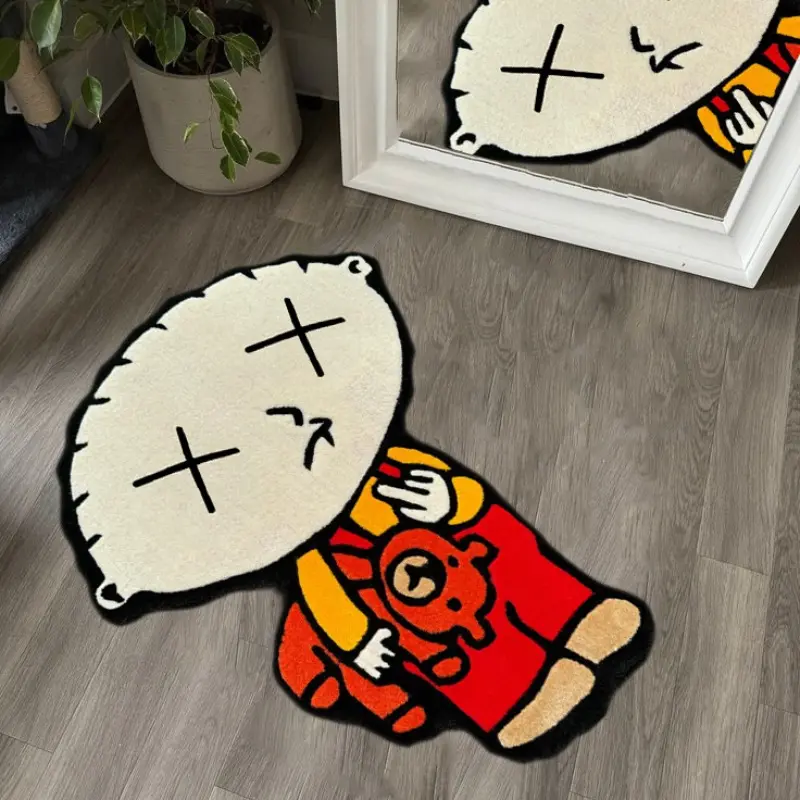 Creative Cartoon Irregular-Design Decorative Fluffy Bedroom Rug for Bedroom and Living Room, Home Decor Accessory and Festival Gift Idea, Fuzzy Decorative Rug