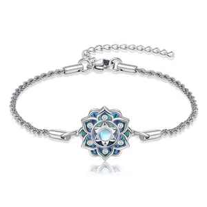 S925 sterling silver abalone lotus bracelet